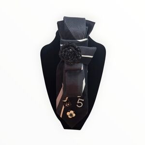 Elegant Black and Gray Tie with Embellishments